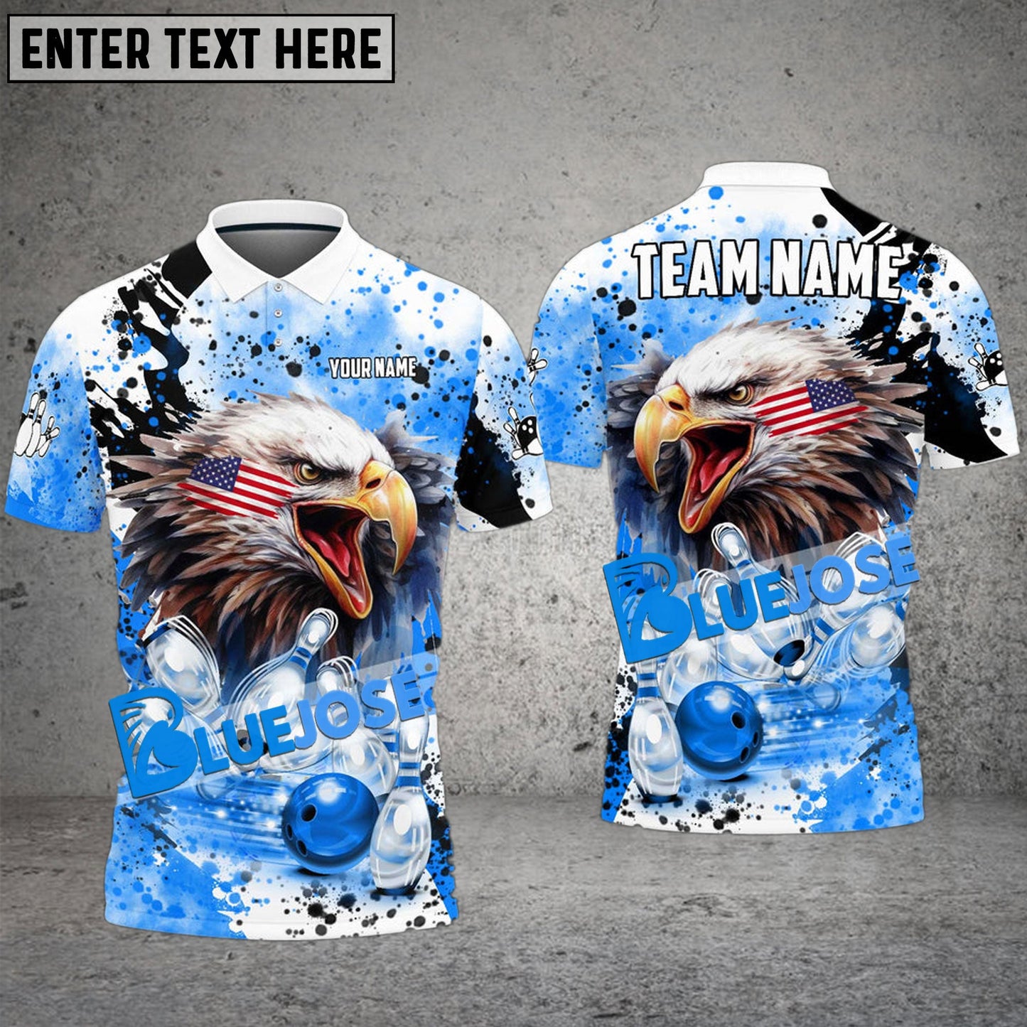 Frenzidea Bowling And Pins Eagle American Flag Paint Pattern Customized Name 3D Shirt (4 Colors)