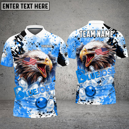Frenzidea Bowling And Pins Eagle American Flag Paint Pattern Customized Name 3D Shirt (4 Colors)