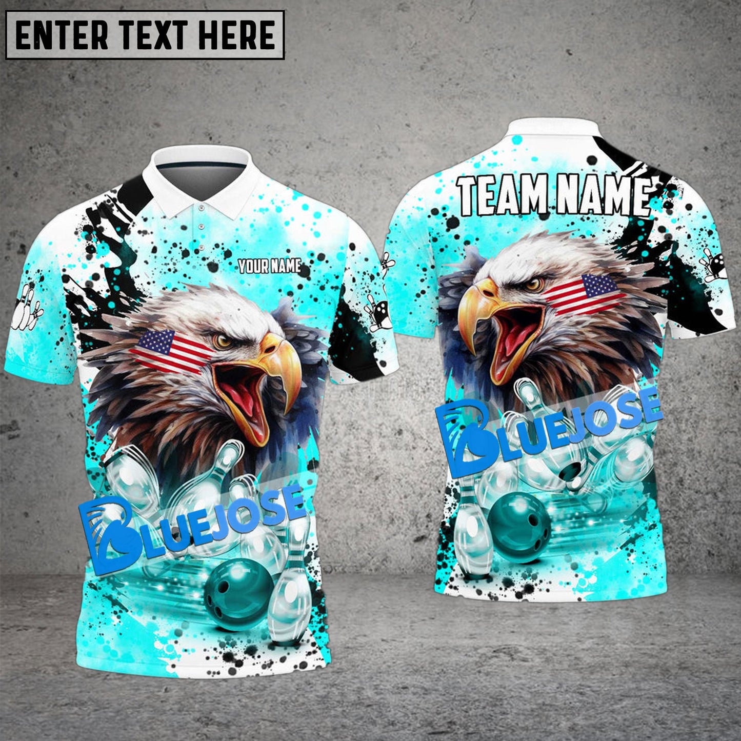 Frenzidea Bowling And Pins Eagle American Flag Paint Pattern Customized Name 3D Shirt (4 Colors)