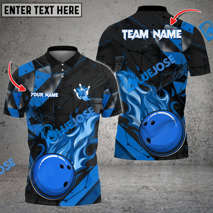 Frenzideas Bowling And Pins Glass Fire Multicolor Customized Name 3D Shirt ( 4 Colors )