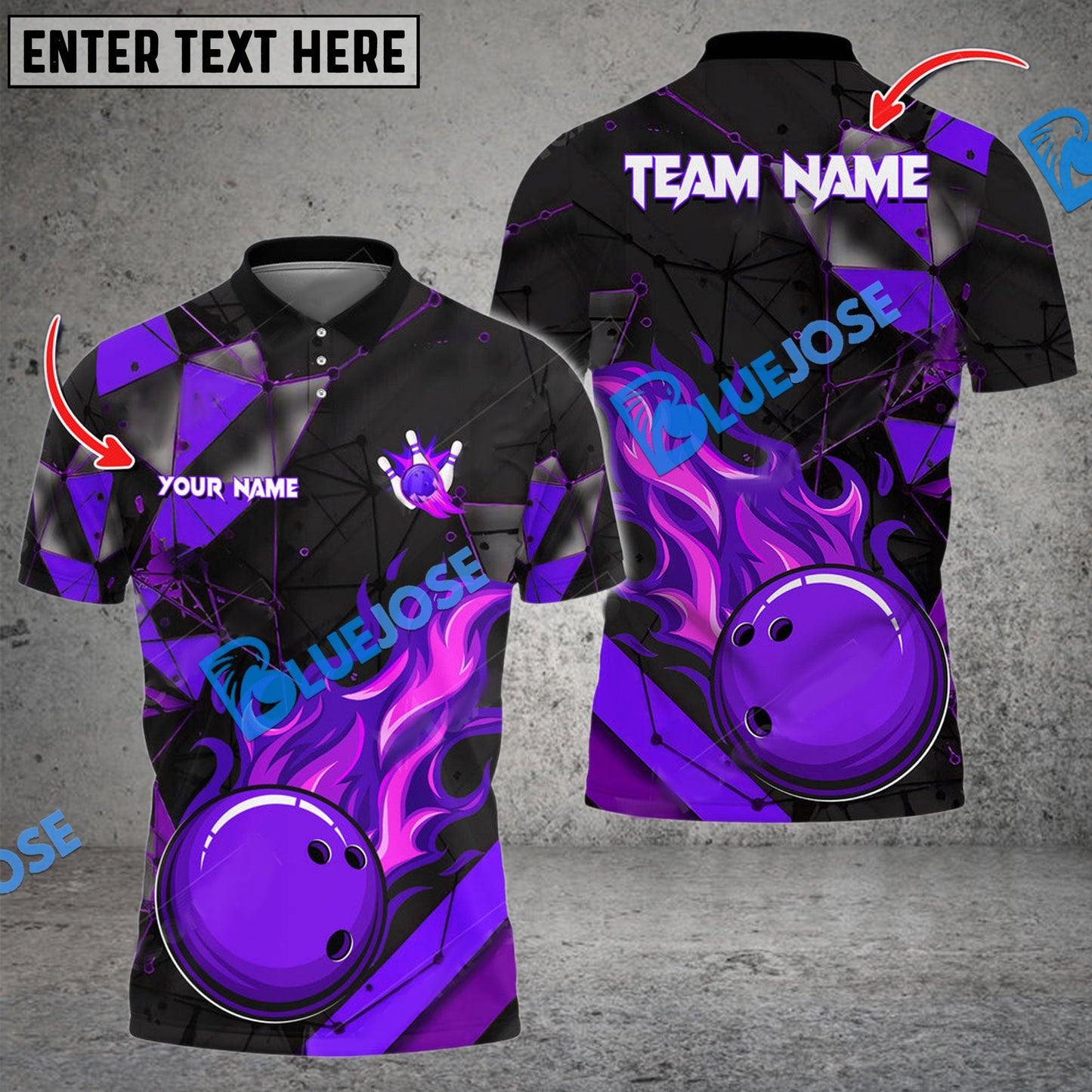 Frenzideas Bowling And Pins Glass Fire Multicolor Customized Name 3D Shirt ( 4 Colors )