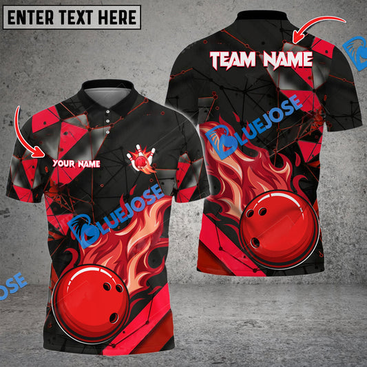 Frenzideas Bowling And Pins Glass Fire Multicolor Customized Name 3D Shirt ( 4 Colors )