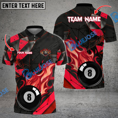 Frenzidea Billiards Ball 8 Glass Fire Personalized Name, Team Name Unisex Shirt ( 4 Colors )