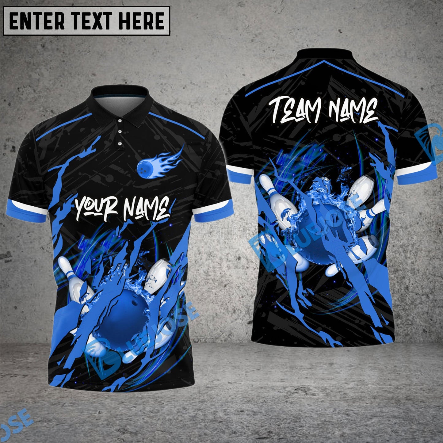 Frenzidea Bowling And Pins Thorn Flame Customized Name 3D Shirt (4 Colors)