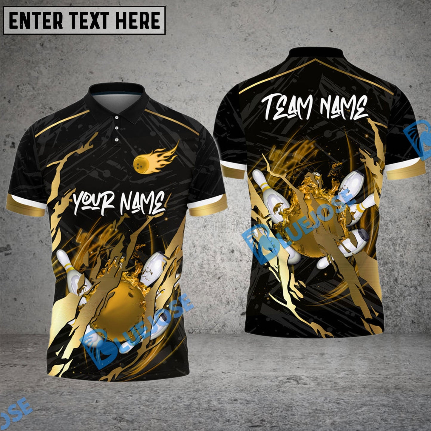 Frenzidea Bowling And Pins Thorn Flame Customized Name 3D Shirt (4 Colors)
