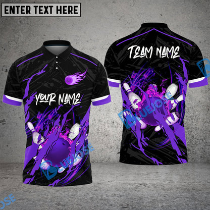 Frenzidea Bowling And Pins Thorn Flame Customized Name 3D Shirt (4 Colors)