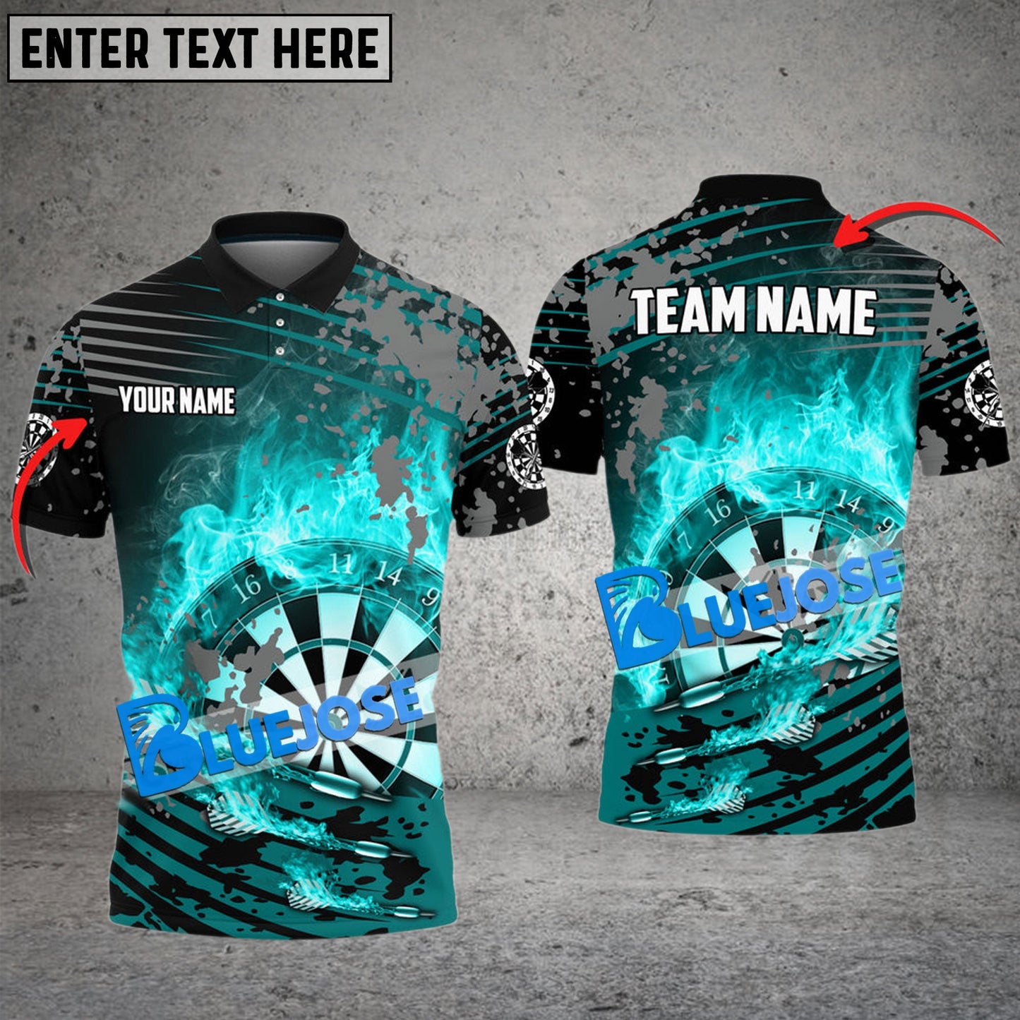 Frenzidea Darts Flame Sport Jerseys Personalized Name, Team Name 3D Shirt (4 Colors)