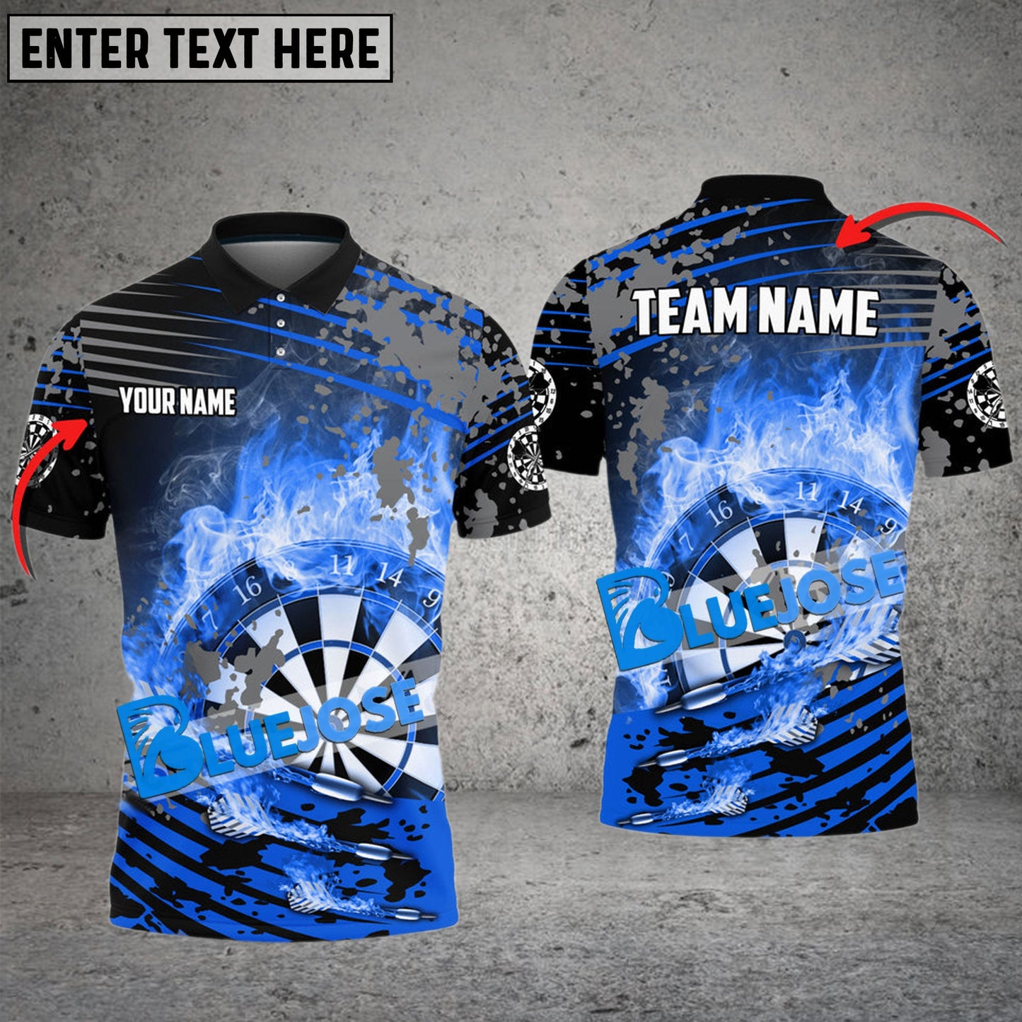 Frenzidea Darts Flame Sport Jerseys Personalized Name, Team Name 3D Shirt (4 Colors)