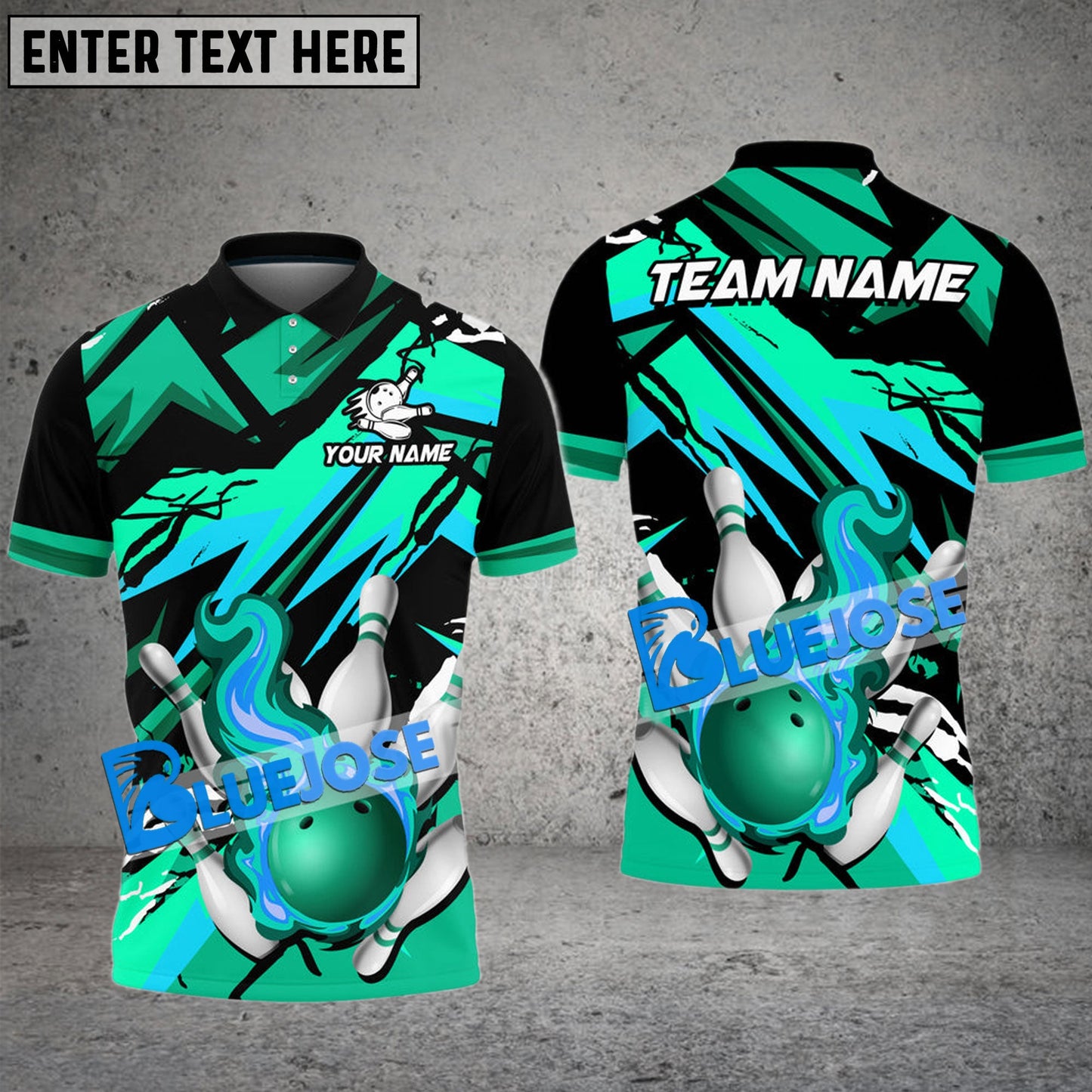 Frenzideas Bowling And Pins Fire Glass Break Pattern Multicolor Customized Name 3D Shirt ( 4 Colors )