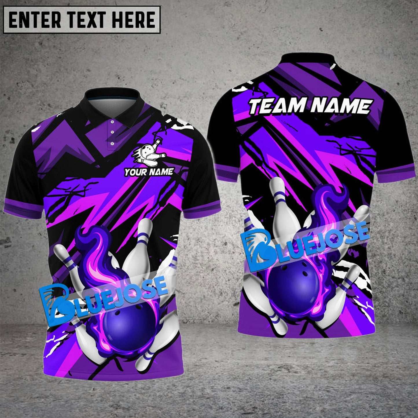 Frenzideas Bowling And Pins Fire Glass Break Pattern Multicolor Customized Name 3D Shirt ( 4 Colors )