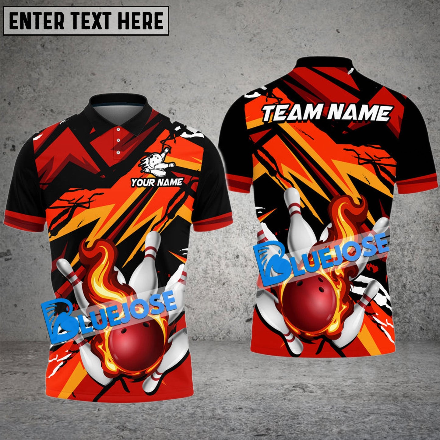 Frenzideas Bowling And Pins Fire Glass Break Pattern Multicolor Customized Name 3D Shirt ( 4 Colors )