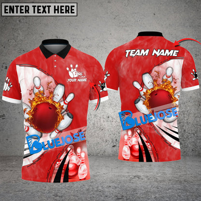 Frenzideas Bowling And Pins Flaming Sport Jersey Multicolor Customized Name 3D Shirt ( 4 Colors )