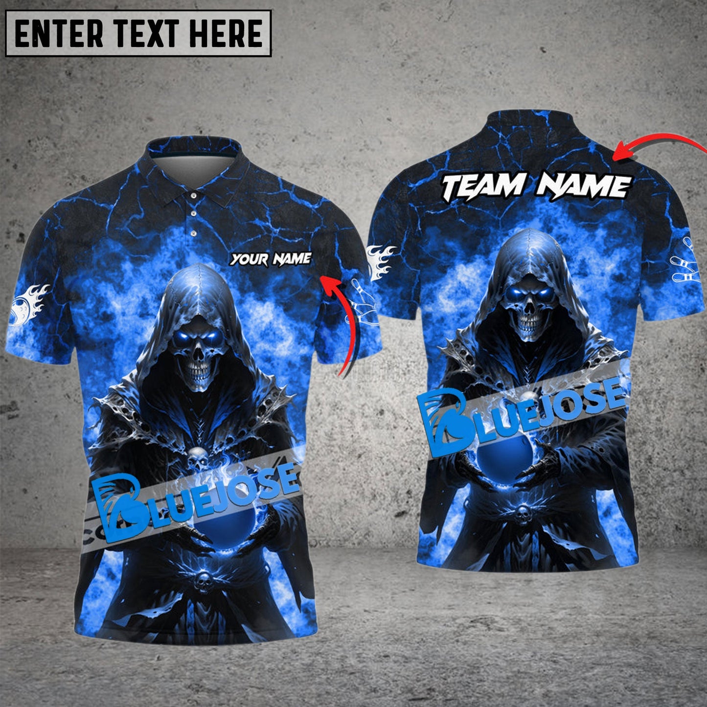 Frenzideas Bowling And Pins Flame Magician Multicolor Customized Name 3D Shirt ( 4 Colors )
