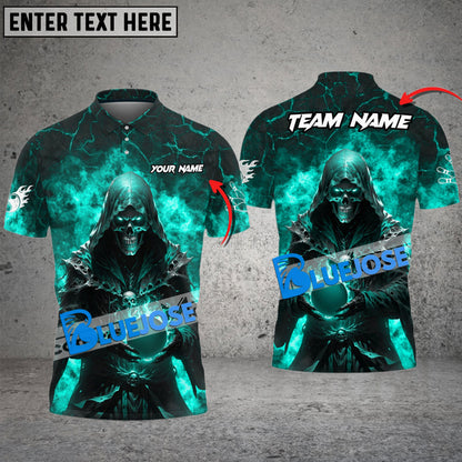 Frenzideas Bowling And Pins Flame Magician Multicolor Customized Name 3D Shirt ( 4 Colors )