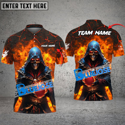 Frenzideas Bowling And Pins Flame Magician Multicolor Customized Name 3D Shirt ( 4 Colors )