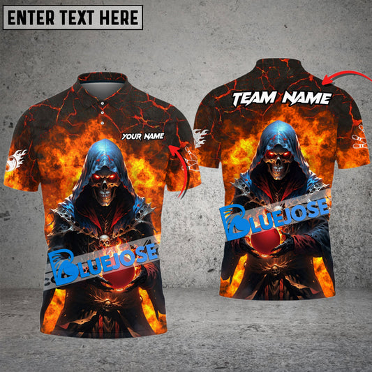 Frenzideas Bowling And Pins Flame Magician Multicolor Customized Name 3D Shirt ( 4 Colors )