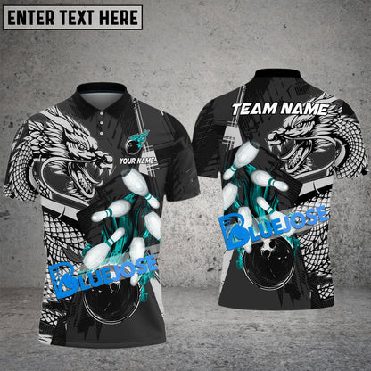 Frenzidea Bowling And Pins Dragon Flame Fire Customized Name 3D Shirt (4 Colors)