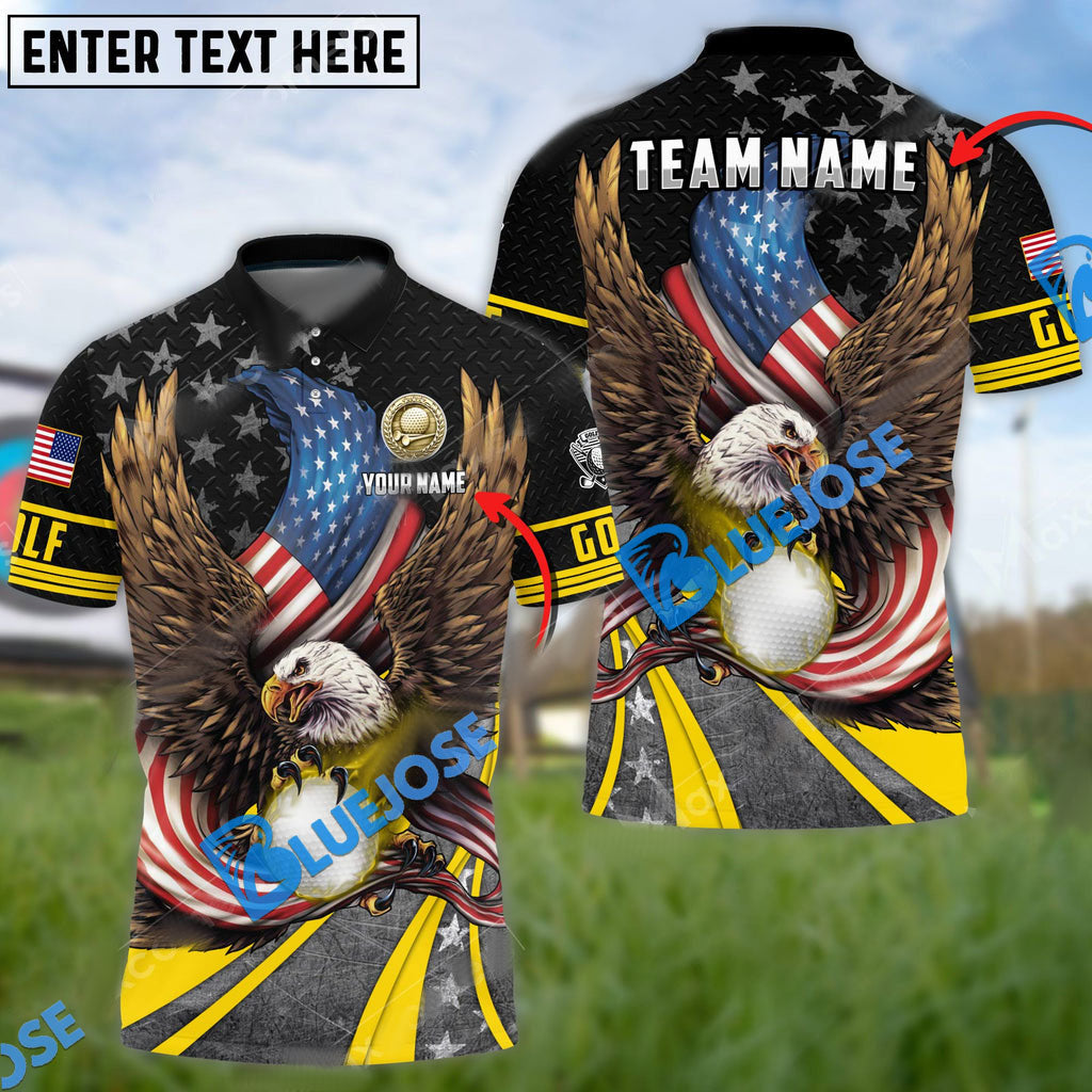 Frenzidea Premium Eagle US Veteran Golf Customized Name, Team Name 3D Shirts