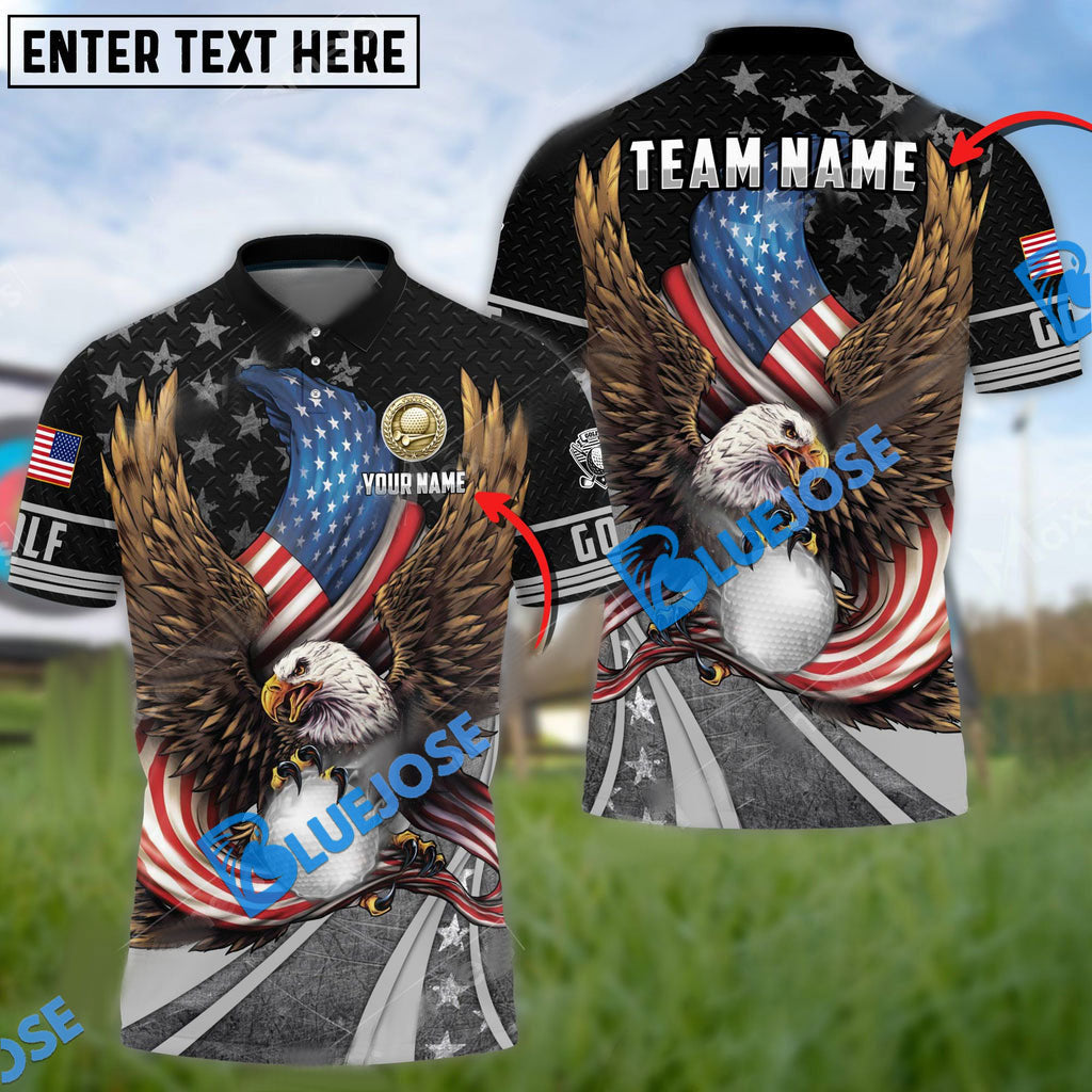 Frenzidea Premium Eagle US Veteran Golf Customized Name, Team Name 3D Shirts
