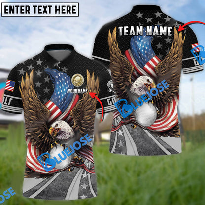 Frenzidea Premium Eagle US Veteran Golf Customized Name, Team Name 3D Shirts