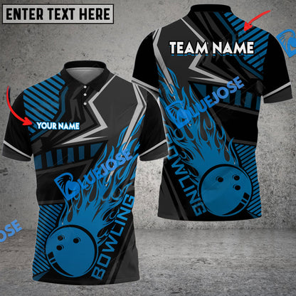Frenzideas Bowling And Pins Flame Sport Jersey Multicolor Customized Name 3D Shirt ( 4 Colors )