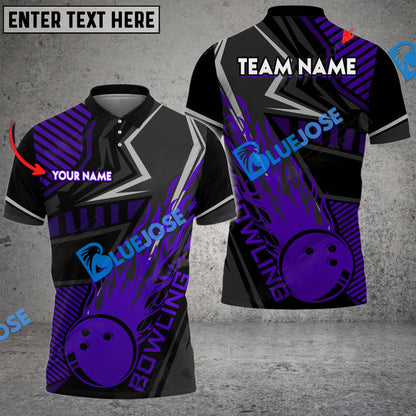Frenzideas Bowling And Pins Flame Sport Jersey Multicolor Customized Name 3D Shirt ( 4 Colors )