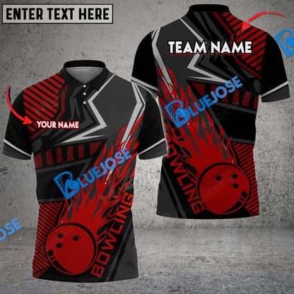 Frenzideas Bowling And Pins Flame Sport Jersey Multicolor Customized Name 3D Shirt ( 4 Colors )