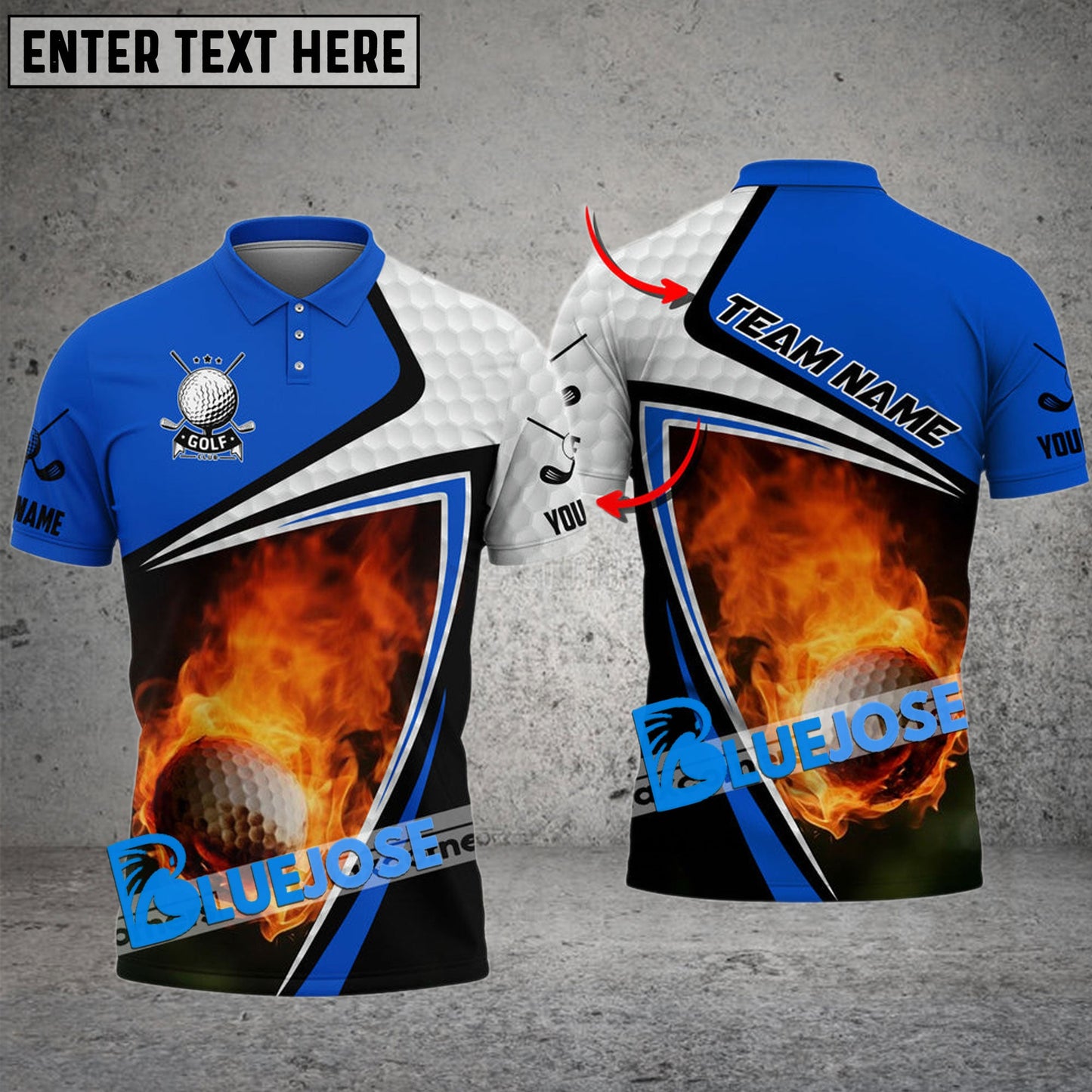 Frenzidea Golf Fire Skin Ball Customized Name, Team Name 3D Shirts (4 Colors)