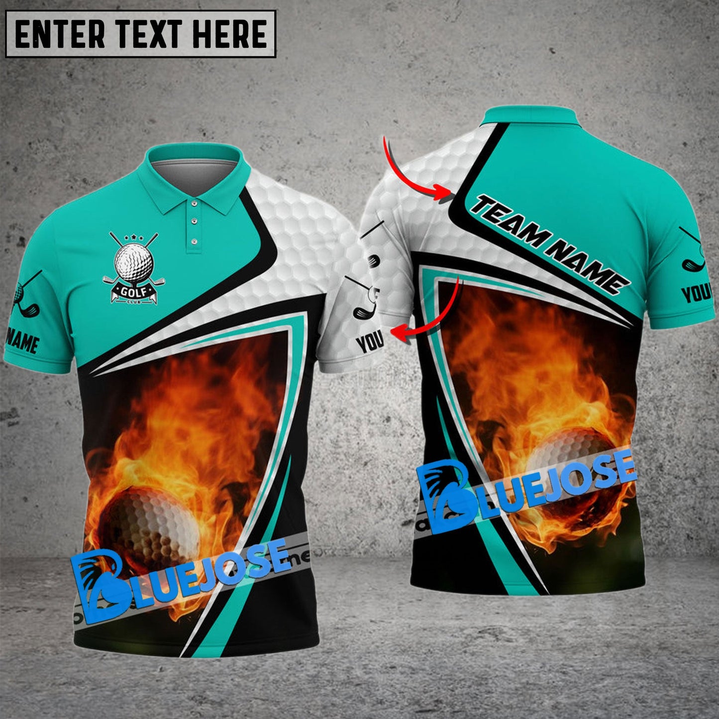 Frenzidea Golf Fire Skin Ball Customized Name, Team Name 3D Shirts (4 Colors)