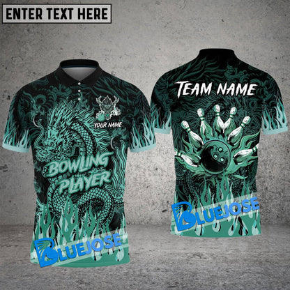 Frenzideas Bowling And Pins Upper High Dragon Customized Name 3D Shirt ( 6 Colors)