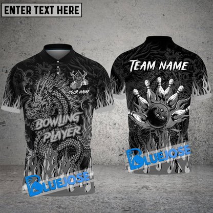 Frenzideas Bowling And Pins Upper High Dragon Customized Name 3D Shirt ( 6 Colors)
