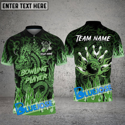 Frenzideas Bowling And Pins Upper High Dragon Customized Name 3D Shirt ( 6 Colors)
