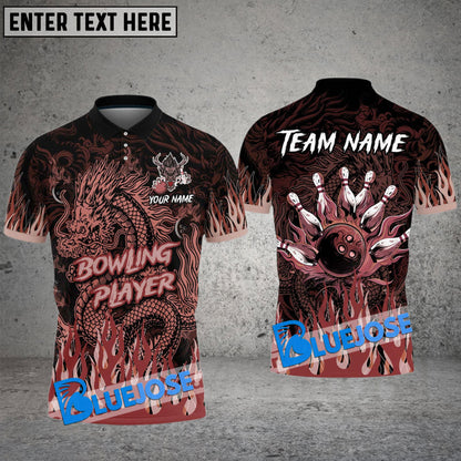Frenzideas Bowling And Pins Upper High Dragon Customized Name 3D Shirt ( 6 Colors)