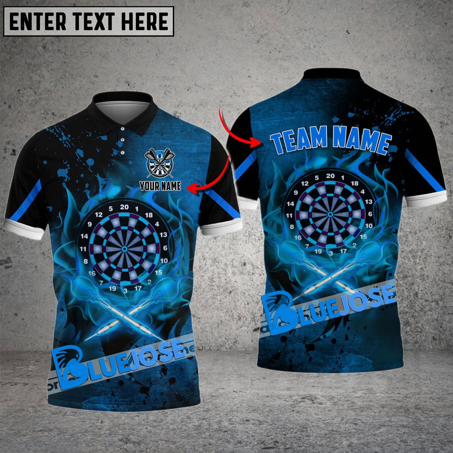 Frenzidea Darts Fire Flame Premium Personalized Name, Team Name 3D Shirt (4 Colors)