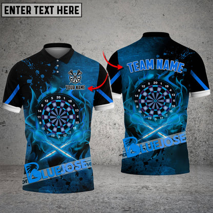 Frenzidea Darts Fire Flame Premium Personalized Name, Team Name 3D Shirt (4 Colors)