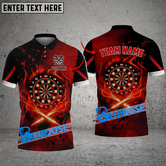 Frenzidea Darts Fire Flame Premium Personalized Name, Team Name 3D Shirt (4 Colors)
