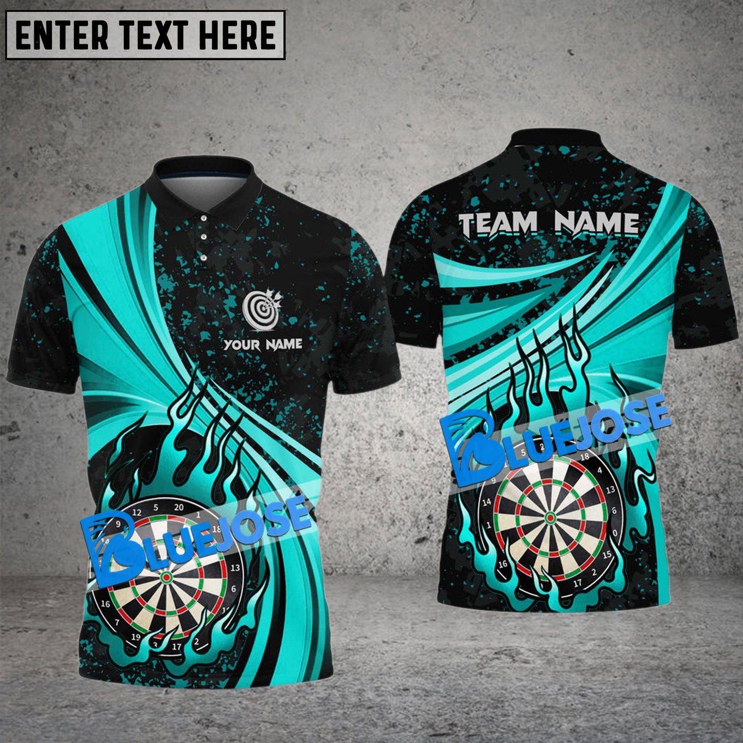 Frenzidea Darts Animated Flame Personalized Name, Team Name 3D Shirt (4 Colors)