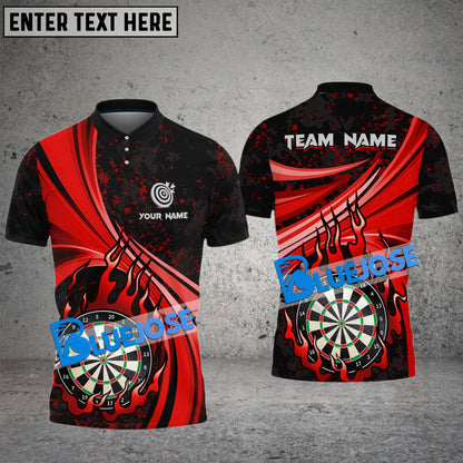 Frenzidea Darts Animated Flame Personalized Name, Team Name 3D Shirt (4 Colors)