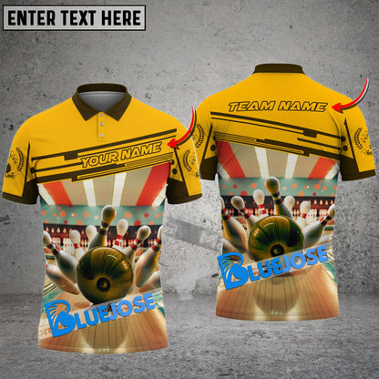 Frenzidea Bowling And Pins Room Background Customized Name 3D Shirt (4 Colors)