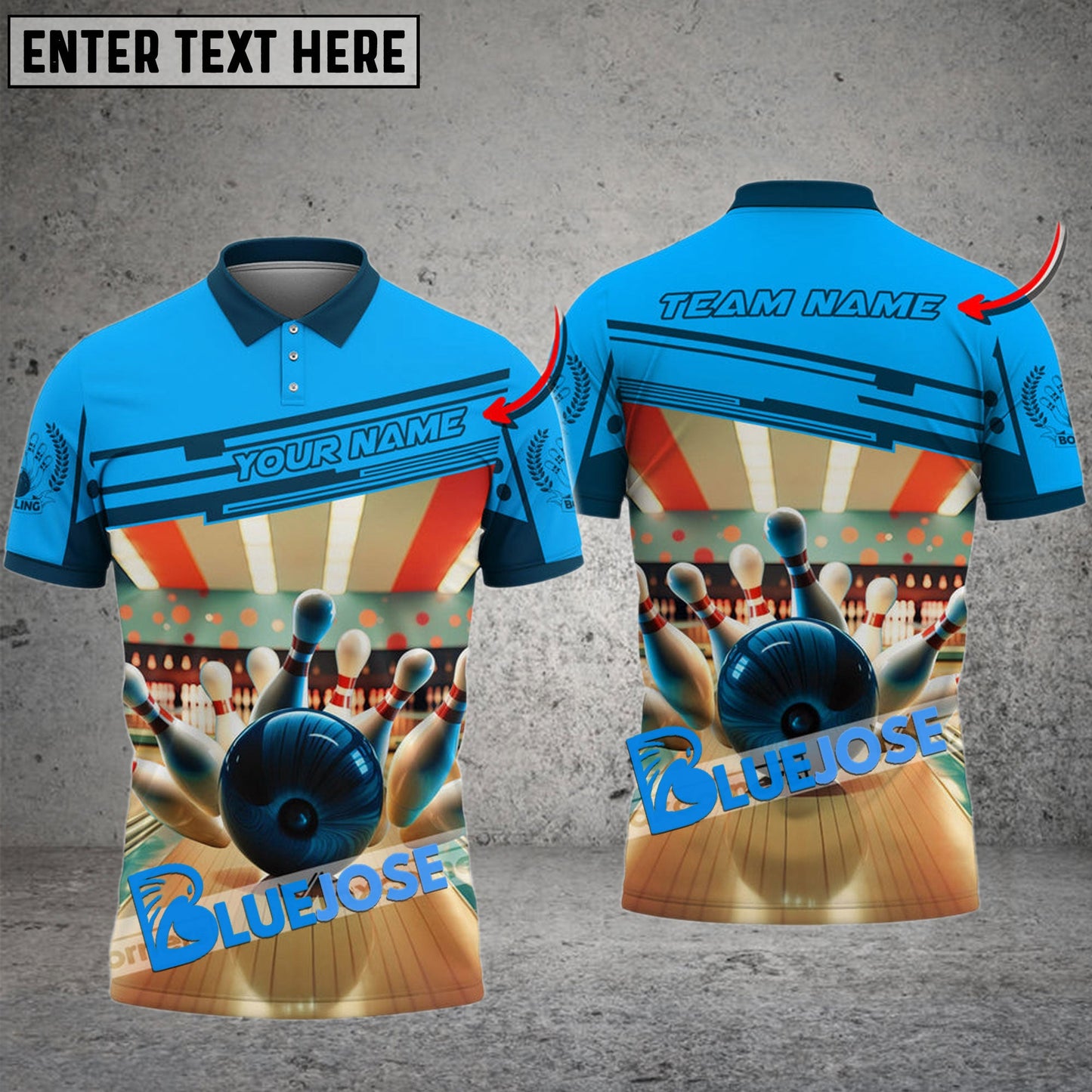 Frenzidea Bowling And Pins Room Background Customized Name 3D Shirt (4 Colors)