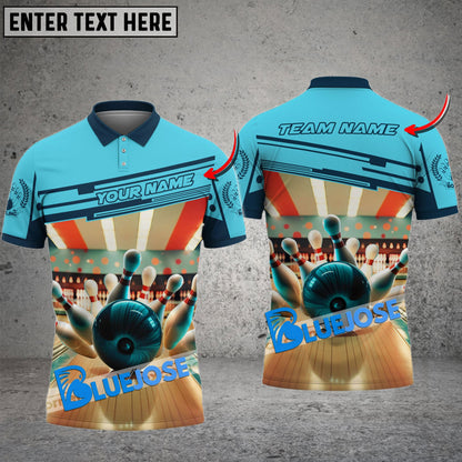 Frenzidea Bowling And Pins Room Background Customized Name 3D Shirt (4 Colors)