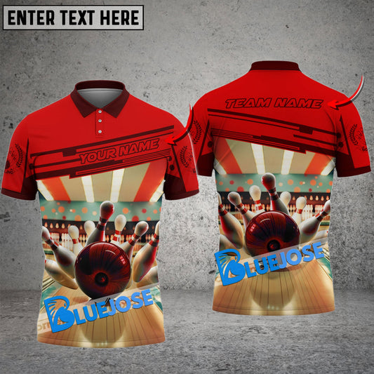 Frenzidea Bowling And Pins Room Background Customized Name 3D Shirt (4 Colors)