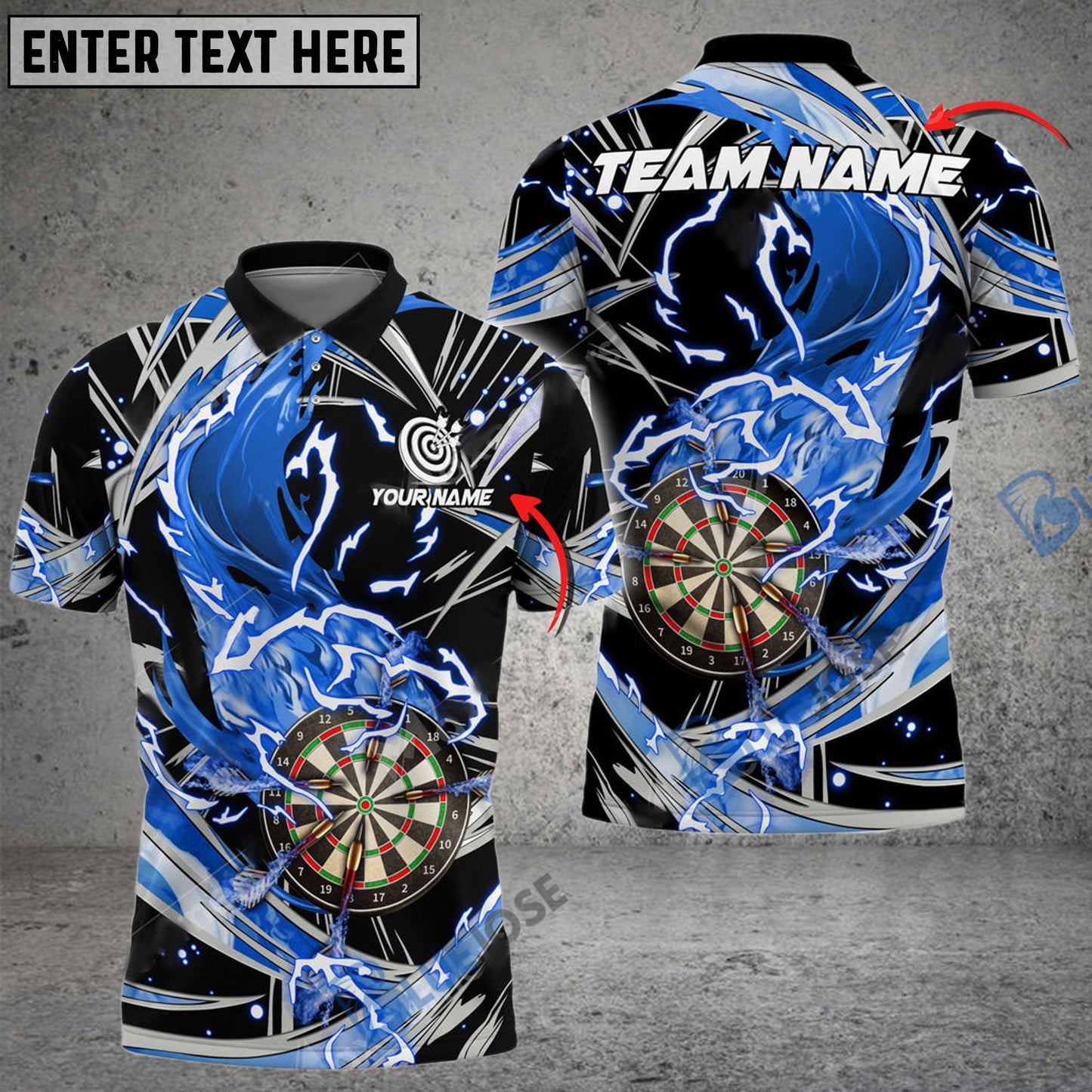 Frenzidea Darts Thunder Wind Aura Personalized Name, Team Name 3D Shirt (4 Colors)