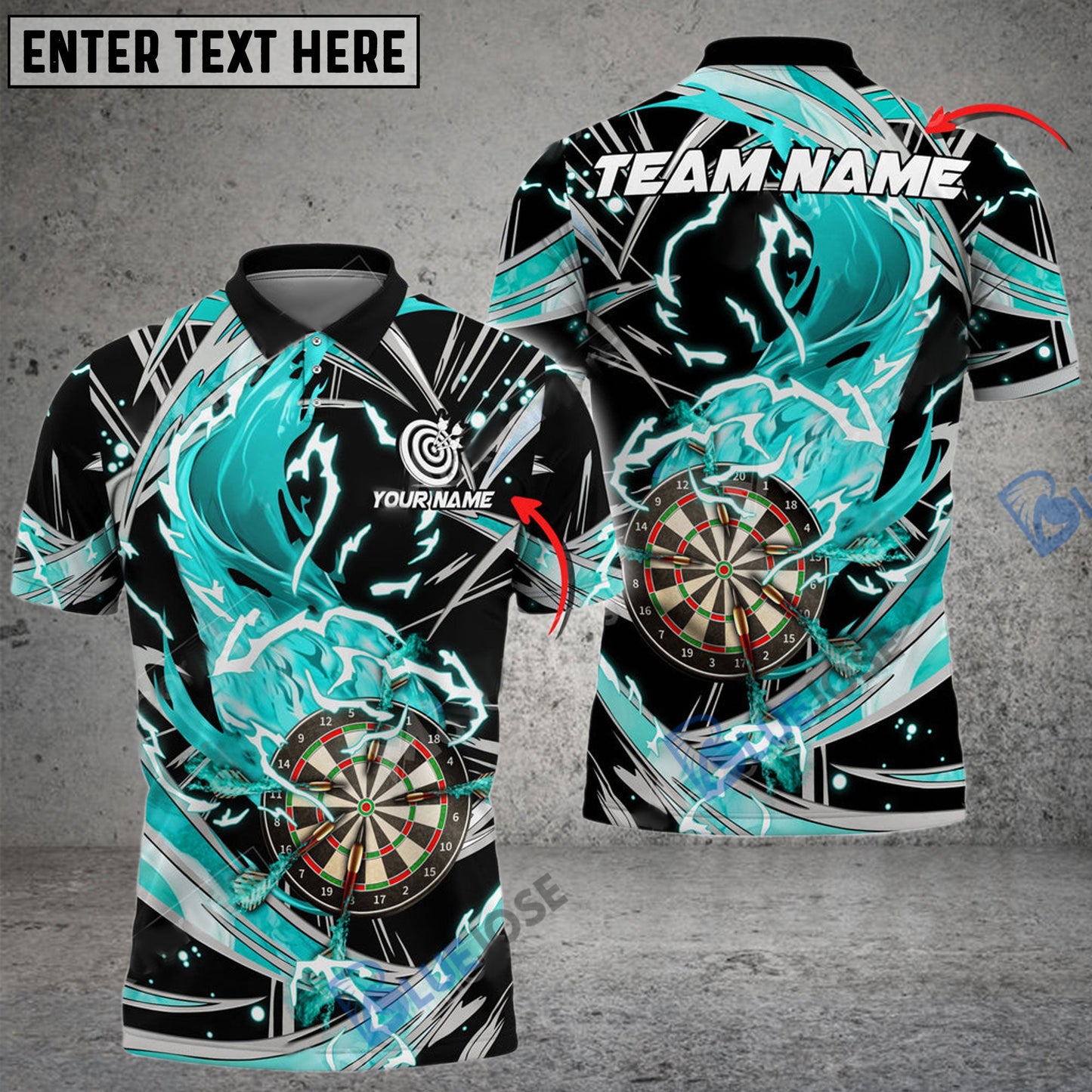 Frenzidea Darts Thunder Wind Aura Personalized Name, Team Name 3D Shirt (4 Colors)
