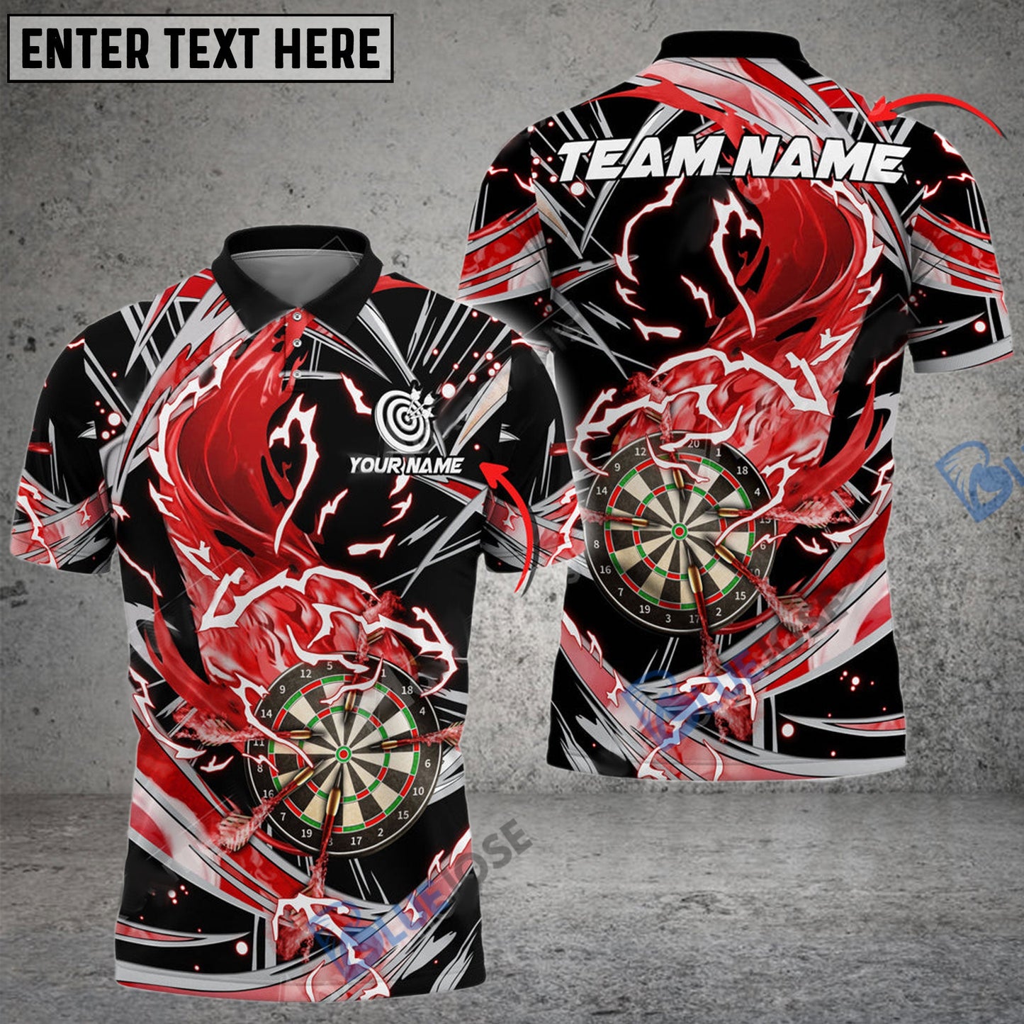 Frenzidea Darts Thunder Wind Aura Personalized Name, Team Name 3D Shirt (4 Colors)