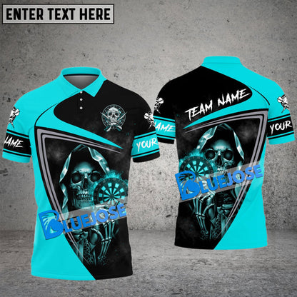 Frenzidea Darts Fire Flame Skull Personalized Name, Team Name 3D Shirt (4 Colors)