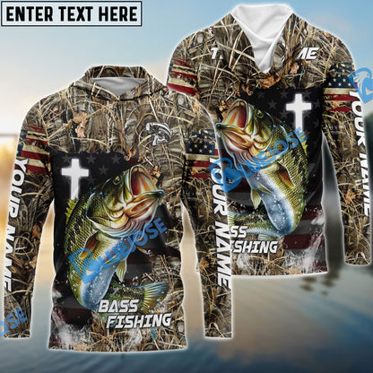 Frenzidea Bass Fishing Cross Camo Custom Name & Team Name 3D Shirts