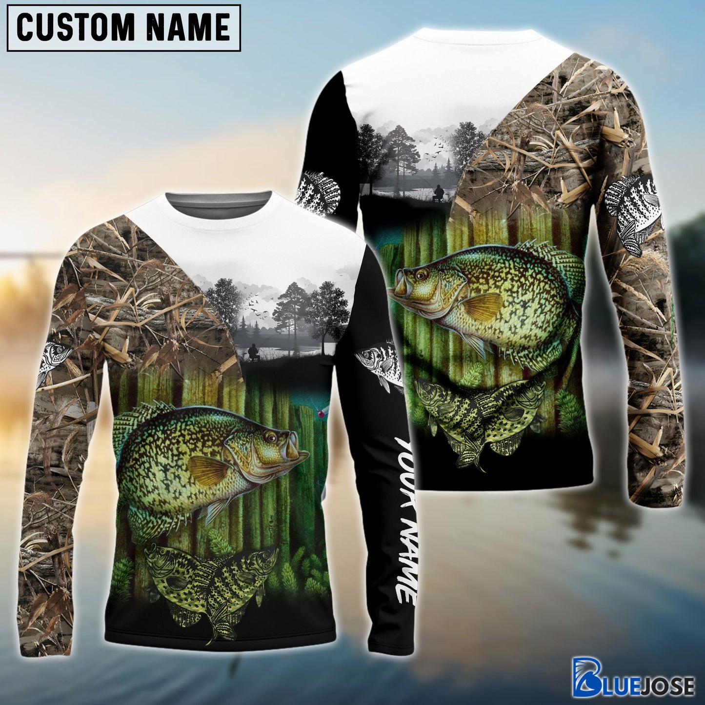 Frenzidea Crappie Fishing Camo Freshwater Fish Customize Name 3D Shirts