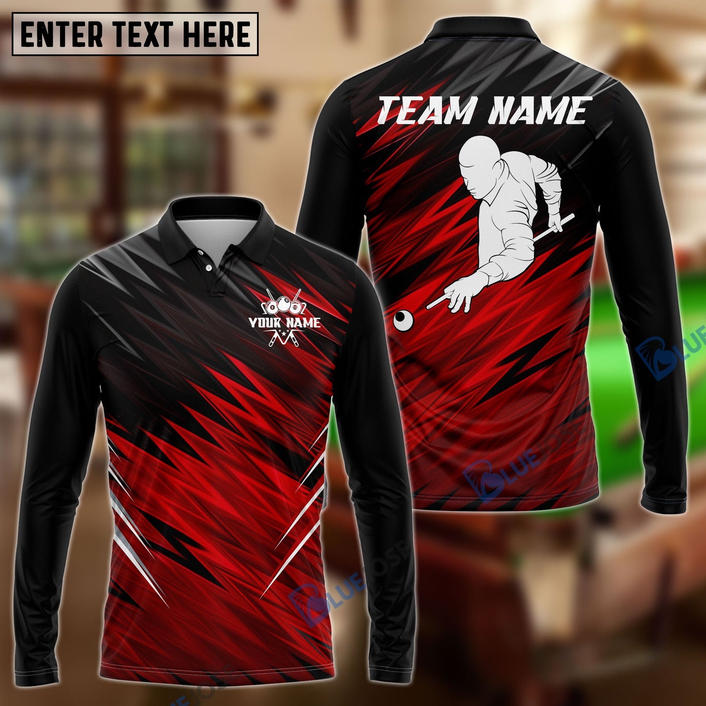 Frenzidea Billiards New Black And Red Lightning Personalized 3D Shirt