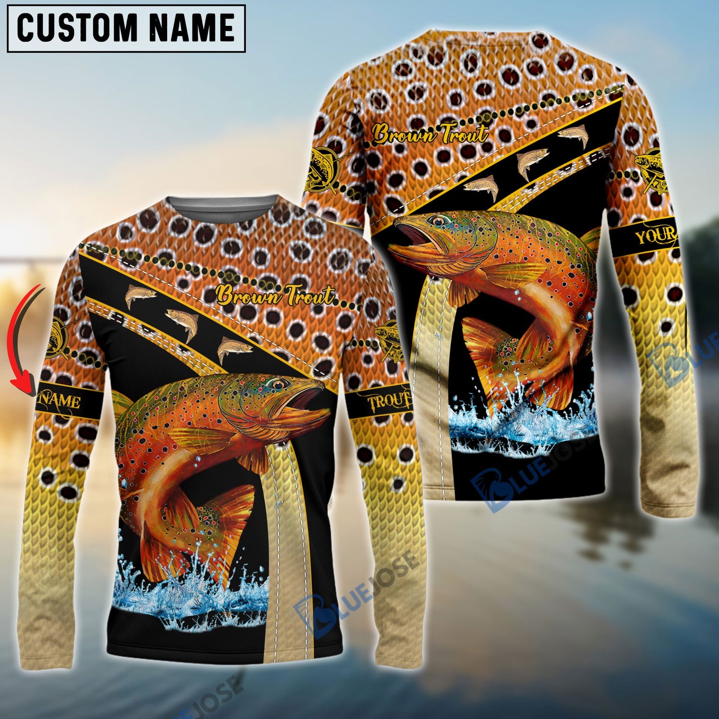 Frenzidea Personalized Brown Trout Fishing Custom Name Brown 3D Shirts